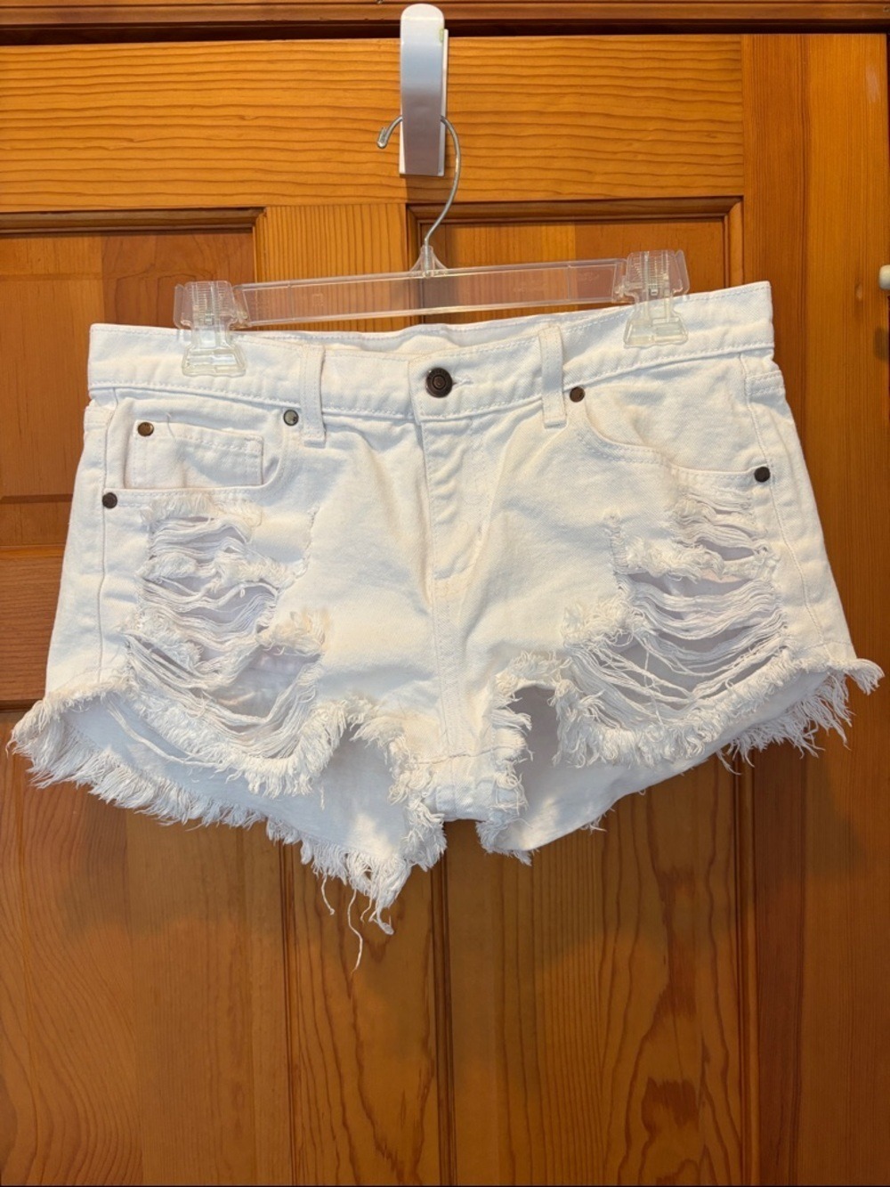 Pistola 100% Cotton Gigi Low Rise Distressed White Denim Shorts Size 29